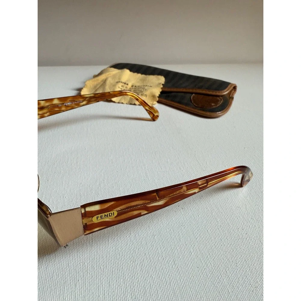 Fendi Vintage FS 120 Sunglasses Tortoise Gold Rimless Made in Italy with Case